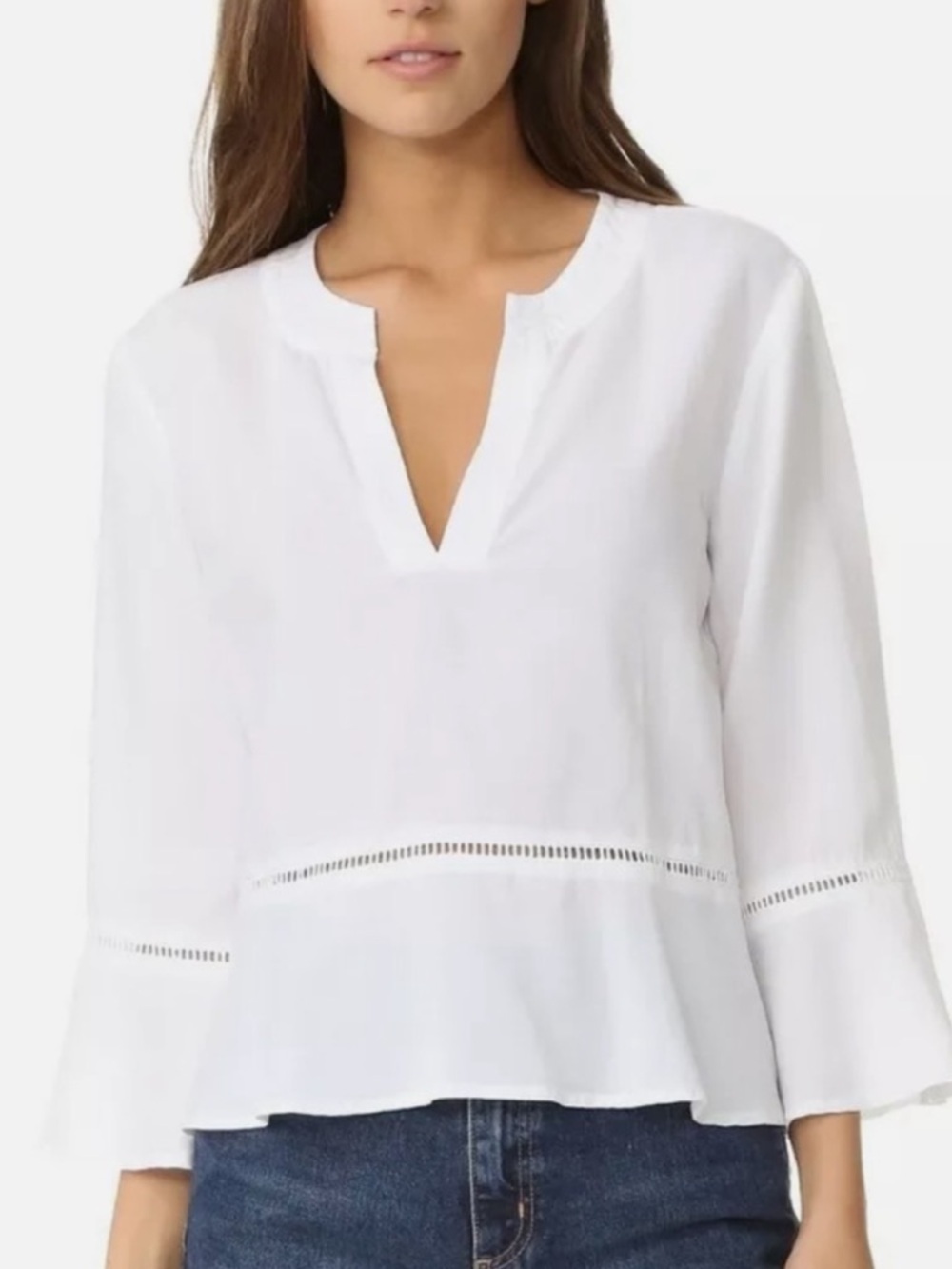 Cloth & Stone Peplum V-Neck 3/4 Bell Sleeve Pullover Cute Top Sz small